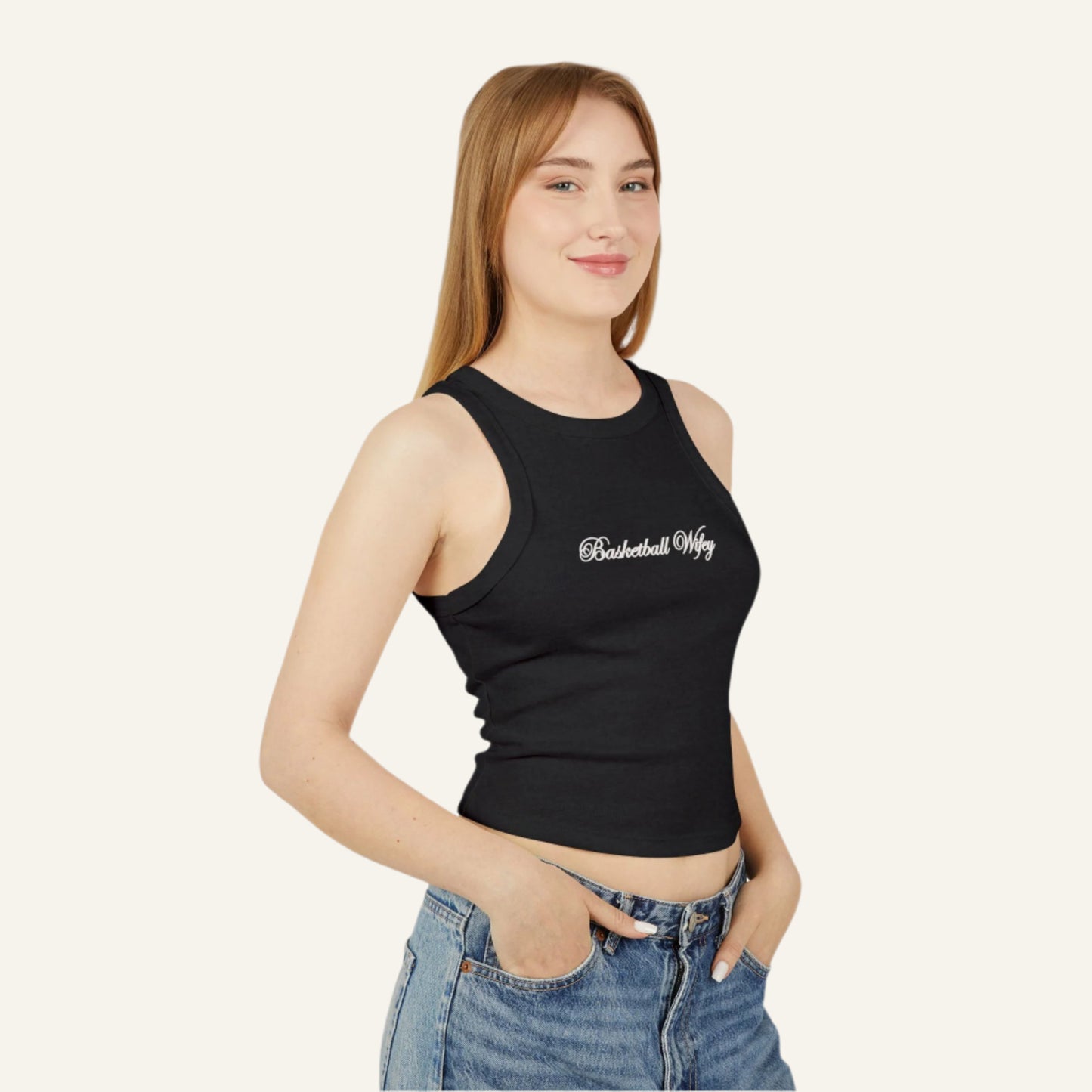 Basketball Wifey Ribbed Racer Tank Top
