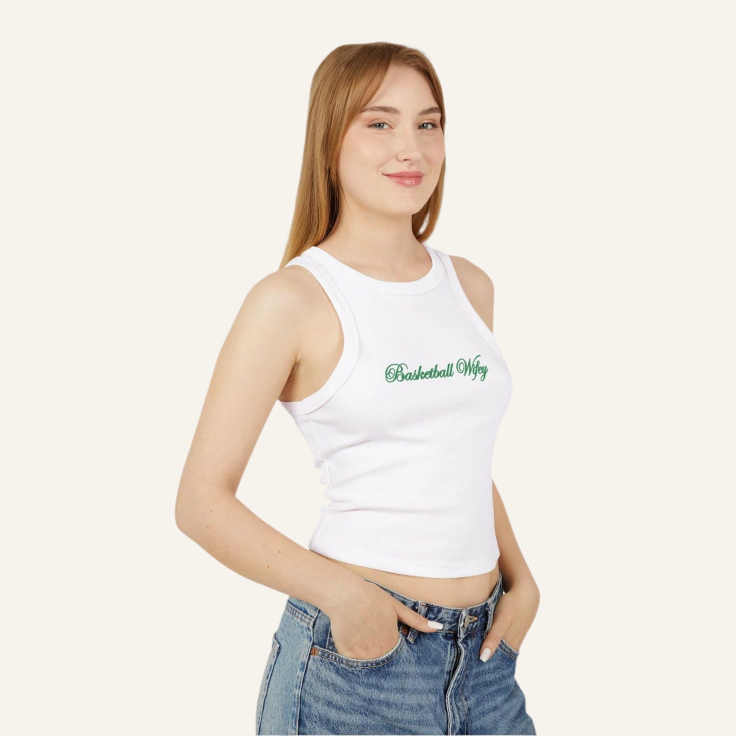 Basketball Wifey Ribbed Racer Tank Top