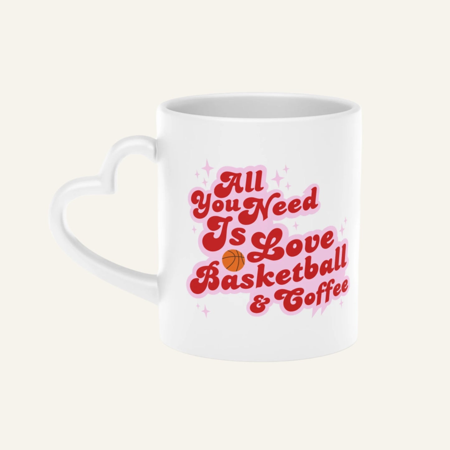 Limited Edition Love and Basketball Heart-Shaped Coffee Mug