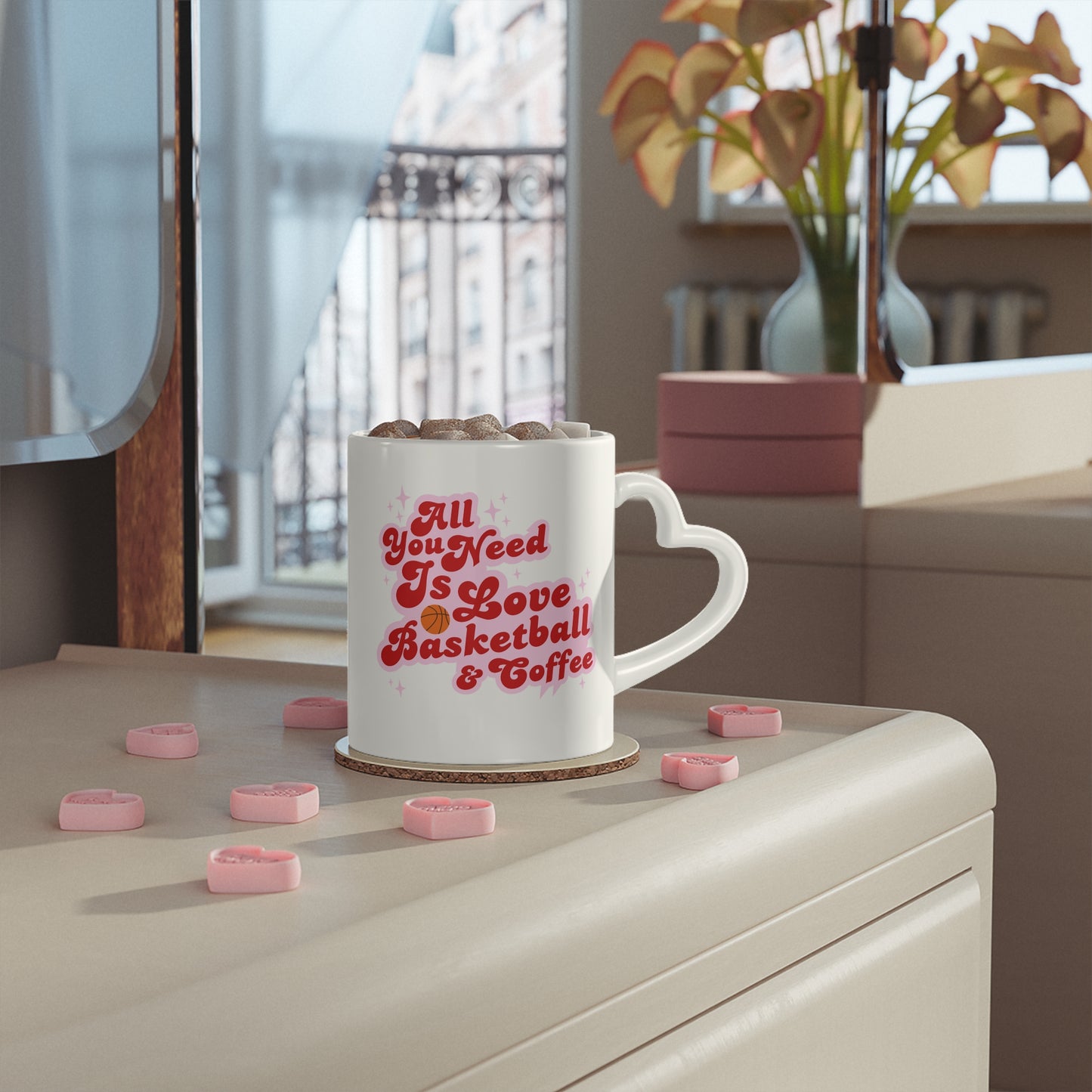 Limited Edition Love and Basketball Heart-Shaped Coffee Mug