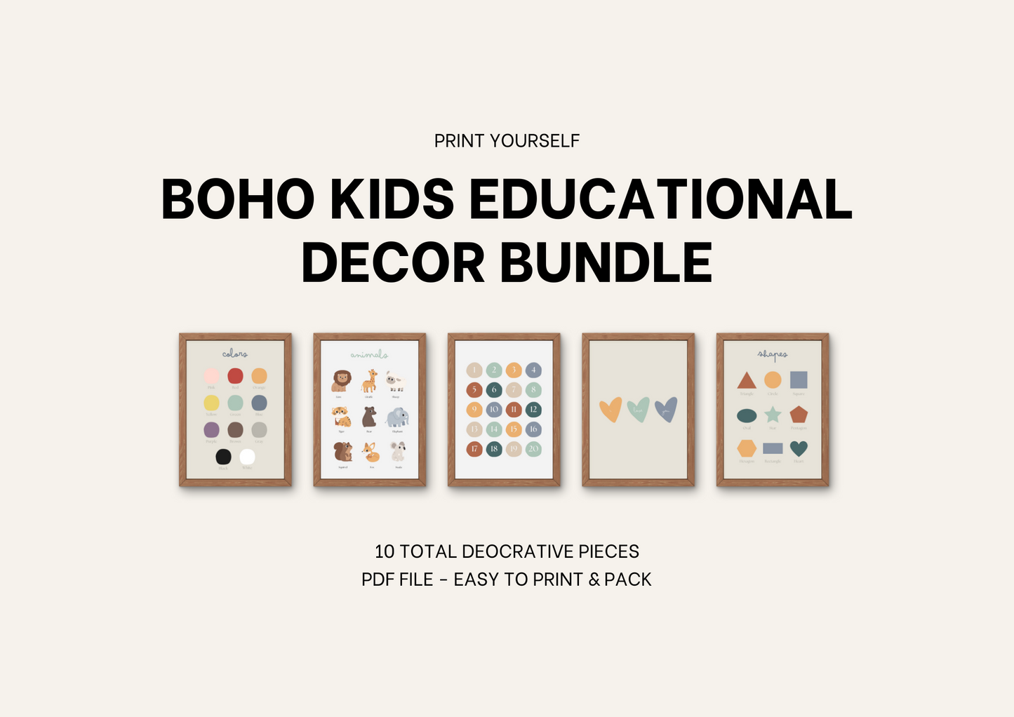 Print & Pack: Boho Kids Educational Decor Bundle