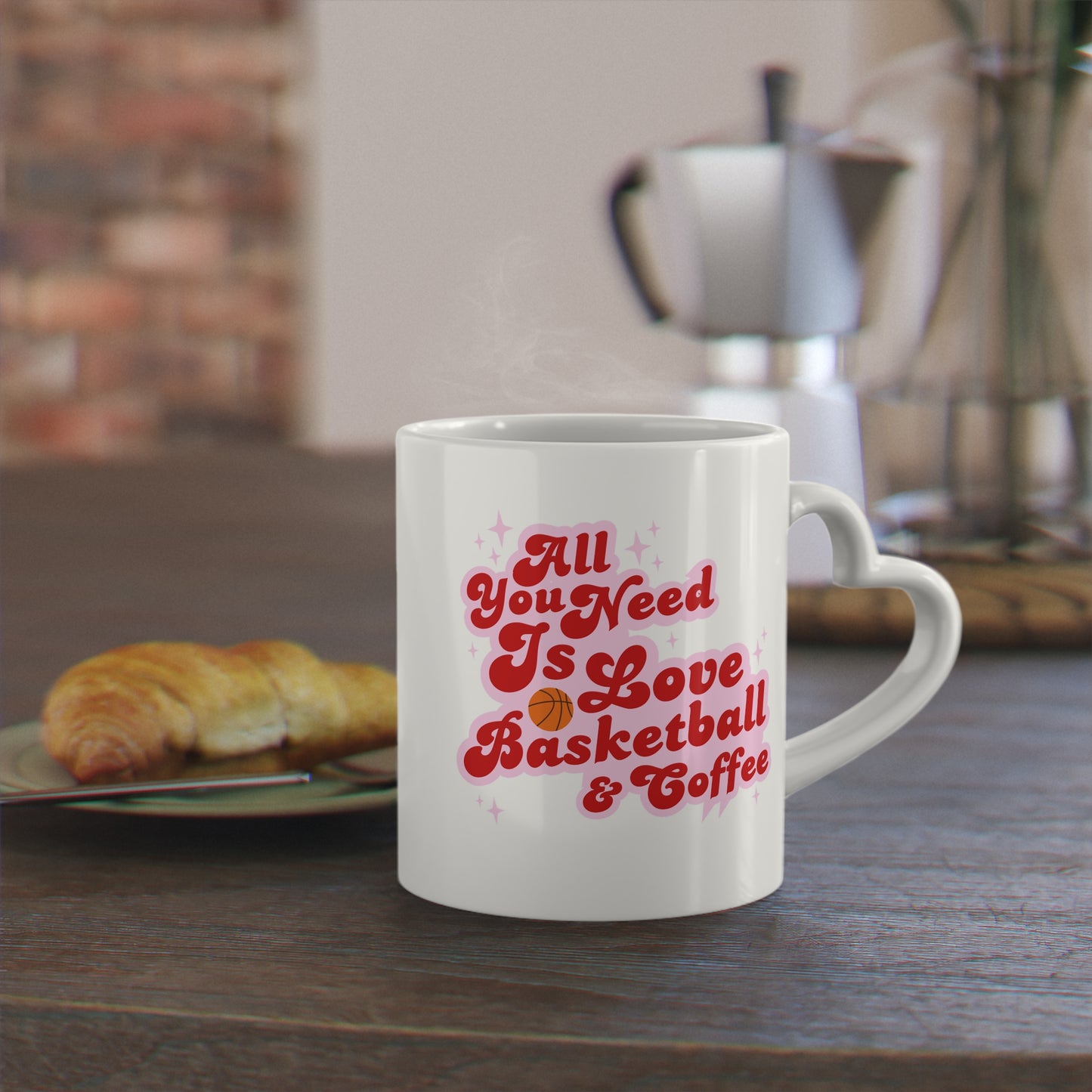 Limited Edition Love and Basketball Heart-Shaped Coffee Mug