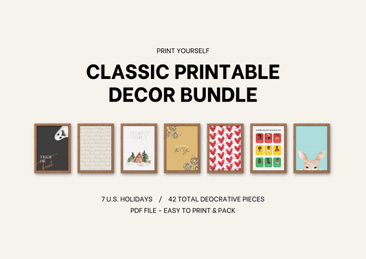 Print & Pack: Classic Holiday Printable Décor Bundle